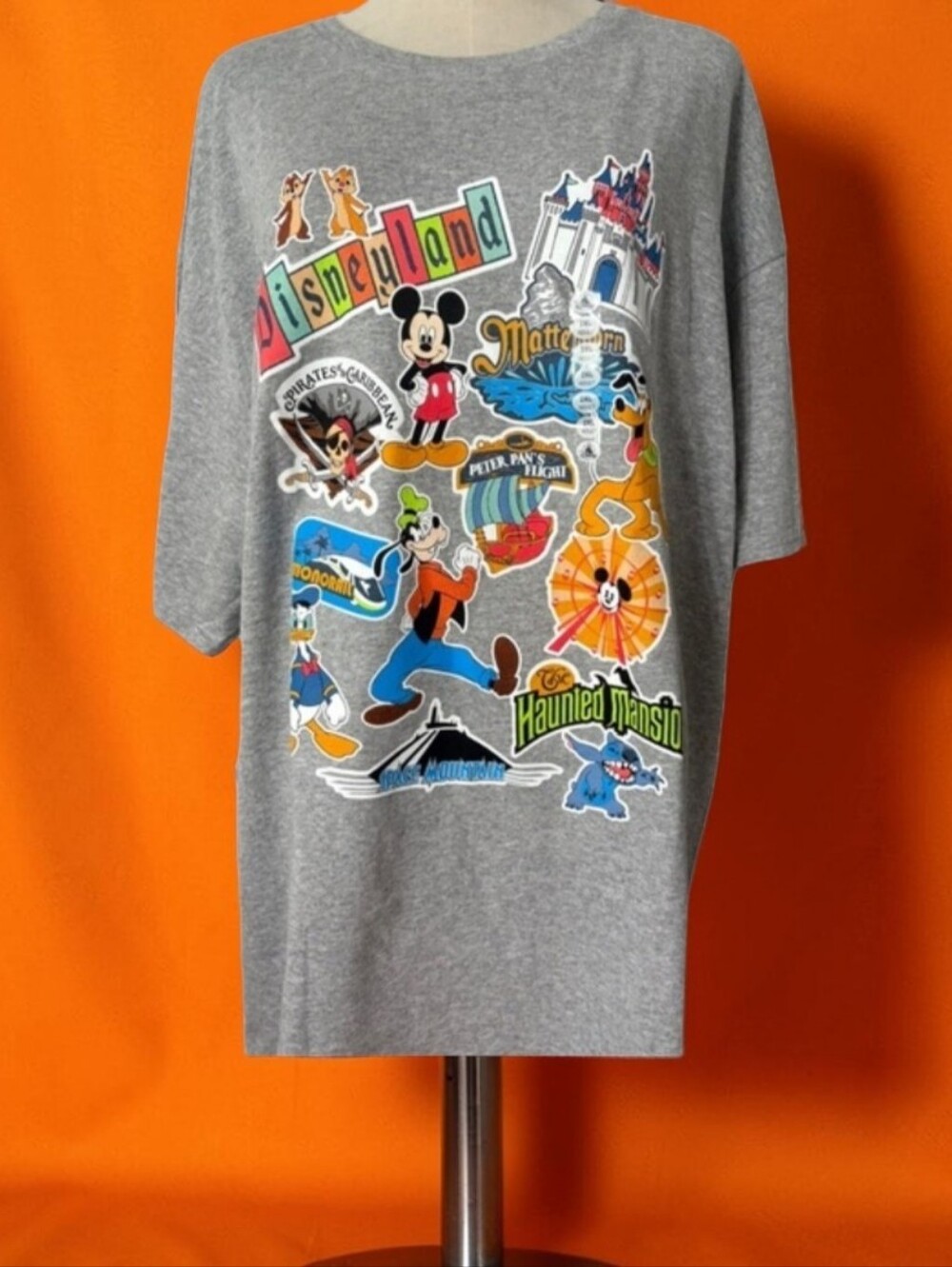 Disney Parks Resorts NWT Retro Sticker Collage Tee. Short Sleeves Gray - Picture 7 of 10